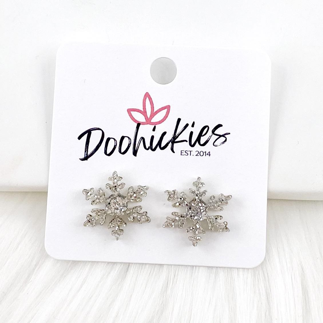 Glittery Snowflake Studs -Christmas Earrings