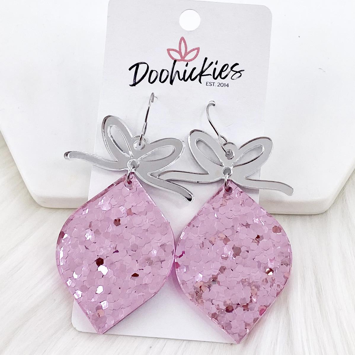 2.5" Pink Confetti Ornament - Christmas Earrings