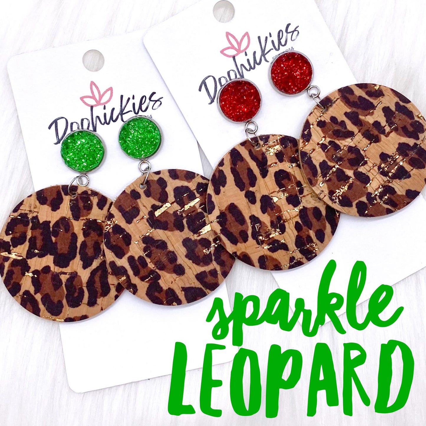 2" Metallic Leopard Piggyback Dangles -Christmas Earrings