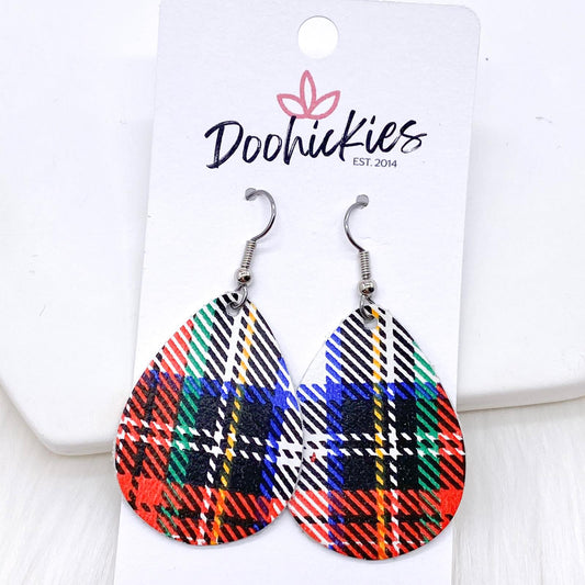 1.5" Multi-Color Tartan Plaid -Christmas Itty Bitty Earrings