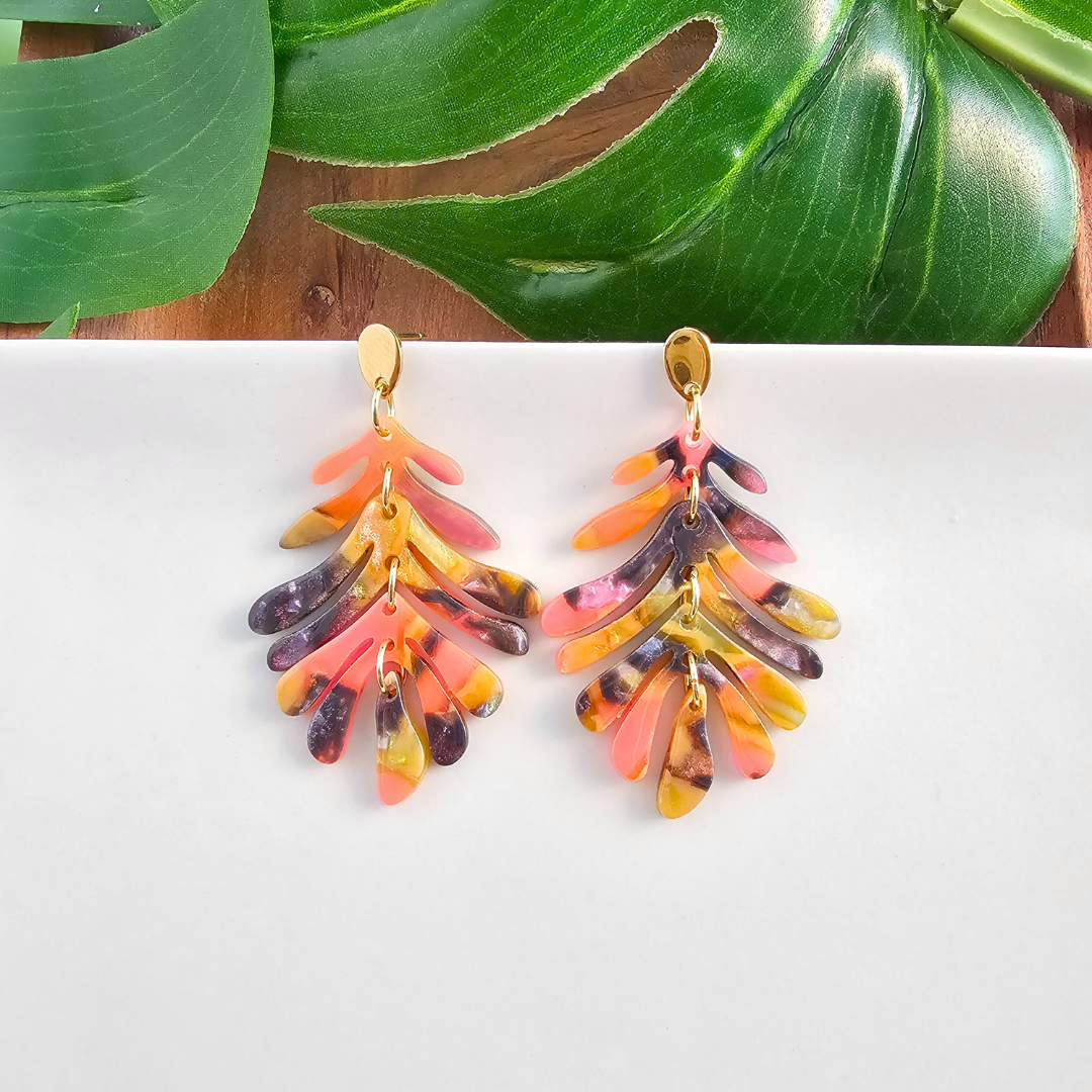 Petite Palm Earrings - Bird of Paradise
