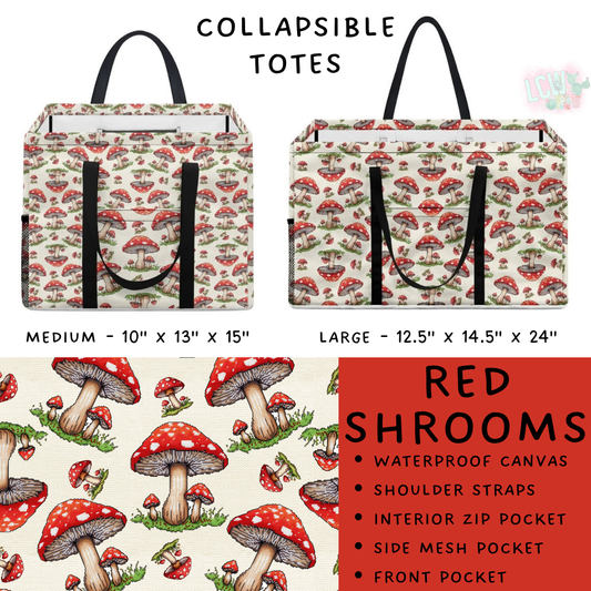 Batch #267 - Collapsible Totes - Closes 7/25, ETA early Sept - Red Shrooms Collapsible Tote