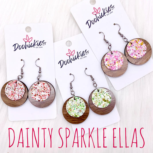 1.25" Festive Sparkle Dainty Ella Dangles - Christmas Earrings