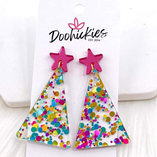 2.5" Mermaid Glitter Triangle Trees - Christmas Earrings