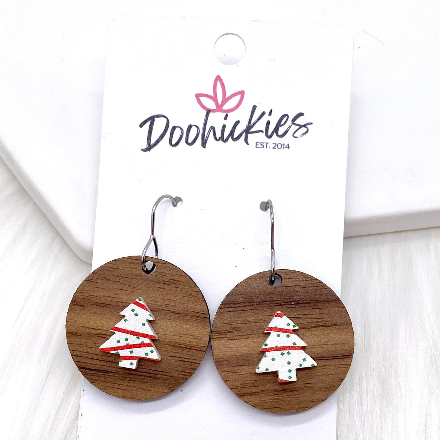 1.25" Jolly 3-D Dainty Ella Dangles - Christmas Earrings