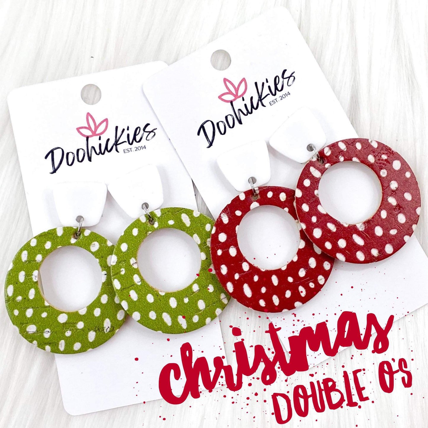 2" Christmas Doodle Dot Lil' O Dangles - Cork Earrings