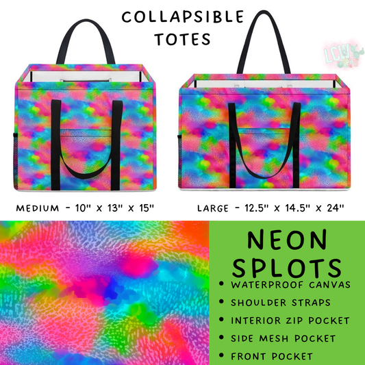 Batch #267 - Collapsible Totes - Closes 1/6 - ETA mid March - Neon Splots Collapsible Tote