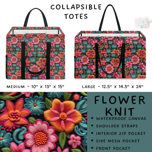 Batch #267 - Collapsible Totes - Closes 1/6 - ETA mid March - Flower Knit Collapsible Tote