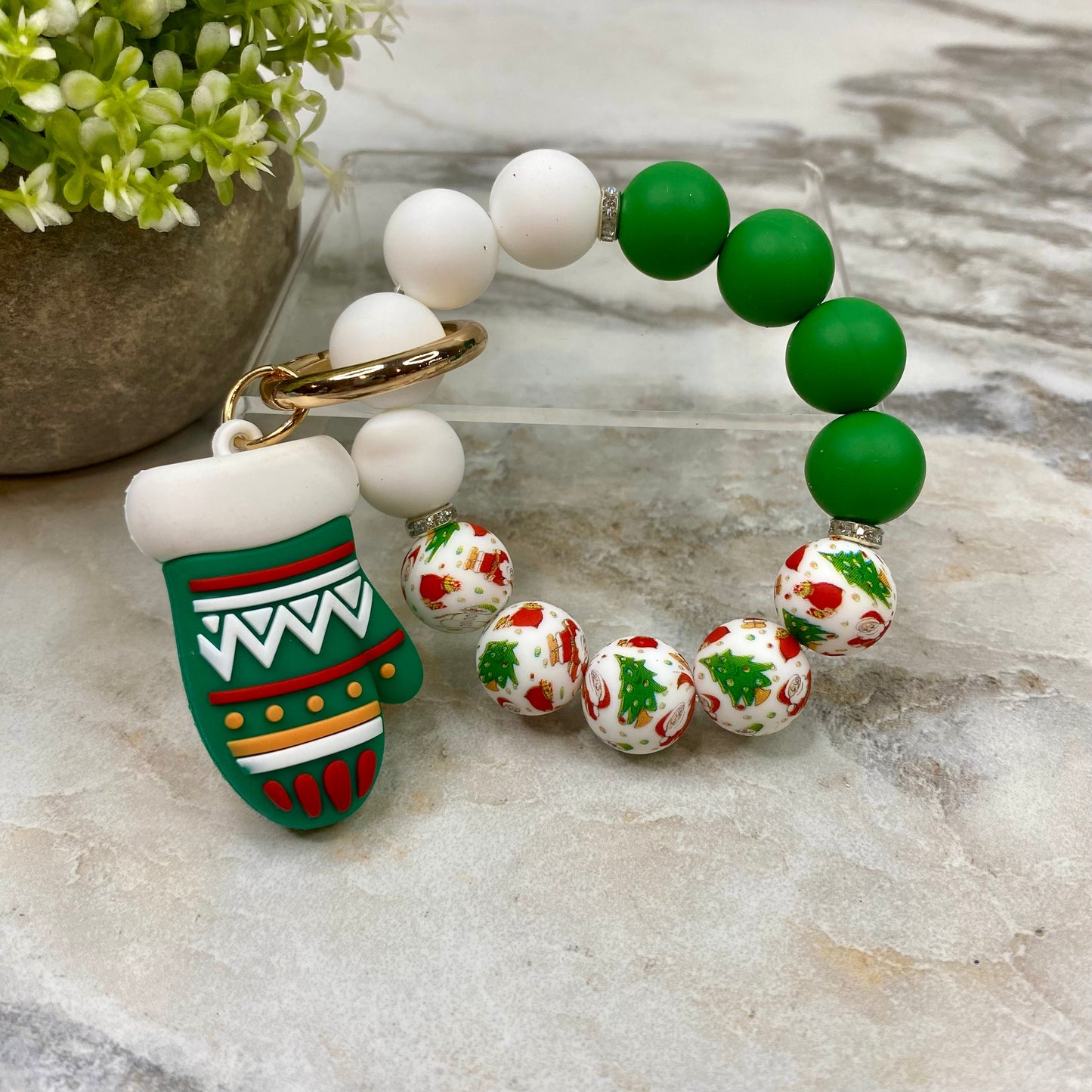 Silicone Bracelet Keychain - Christmas Winter - Glove