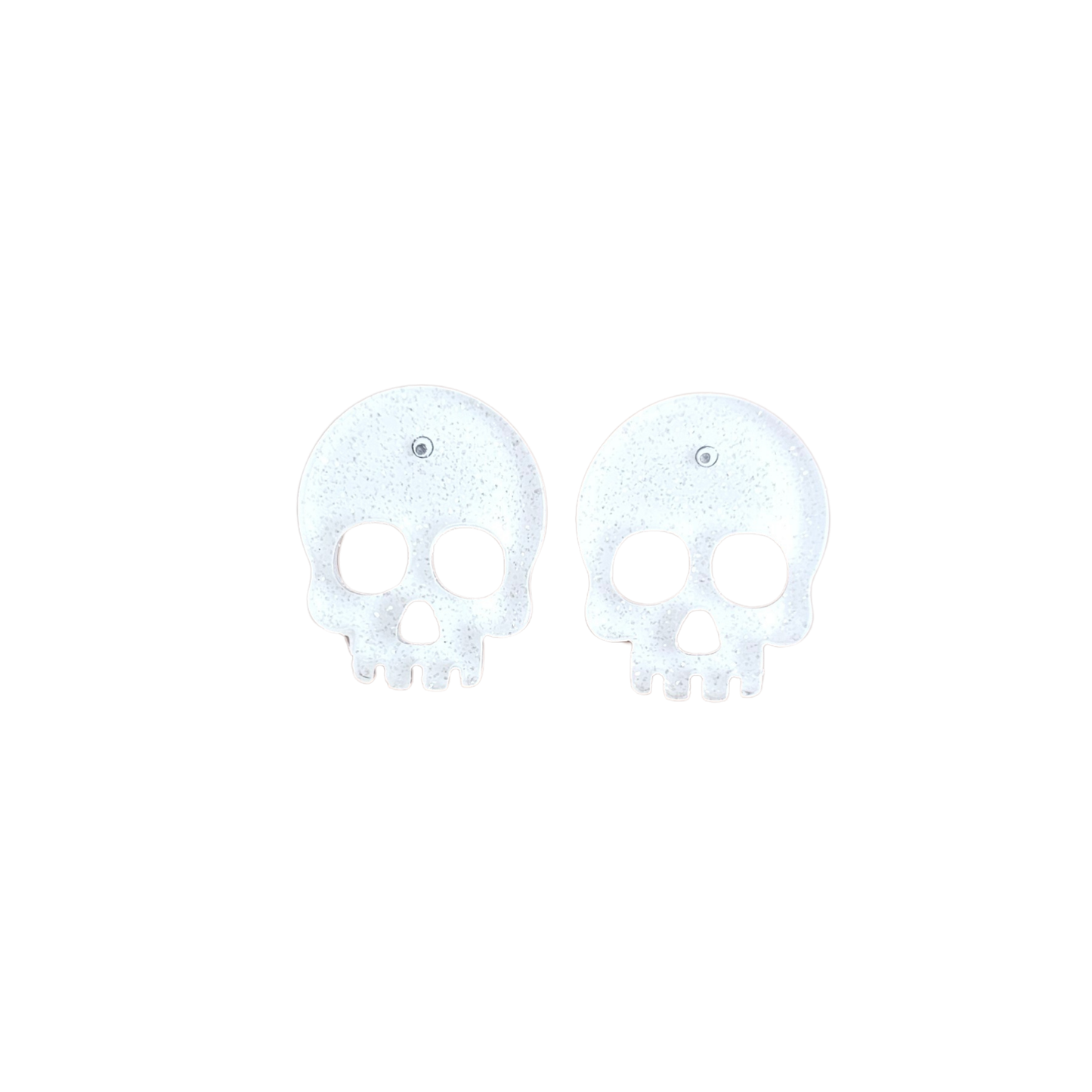 Skull Studs - White Glitter