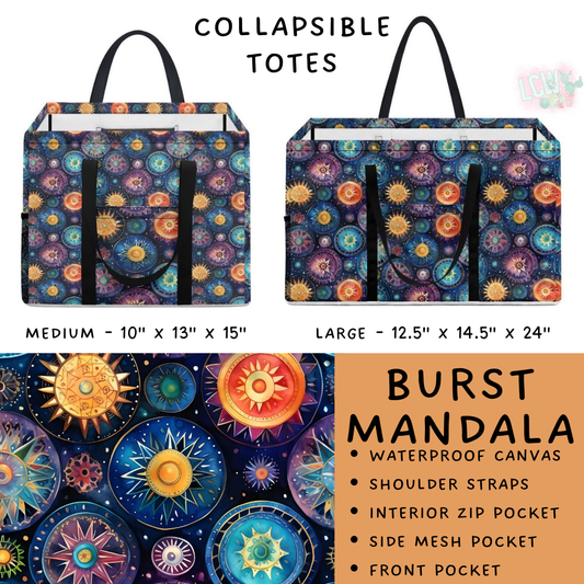 Batch #267 - Collapsible Totes - Closes 1/6 - ETA mid March - Burst Mandala Collapsible Tote