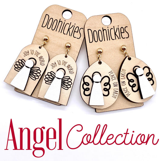 1.5" Angel Collection - Wood Christmas Earrings