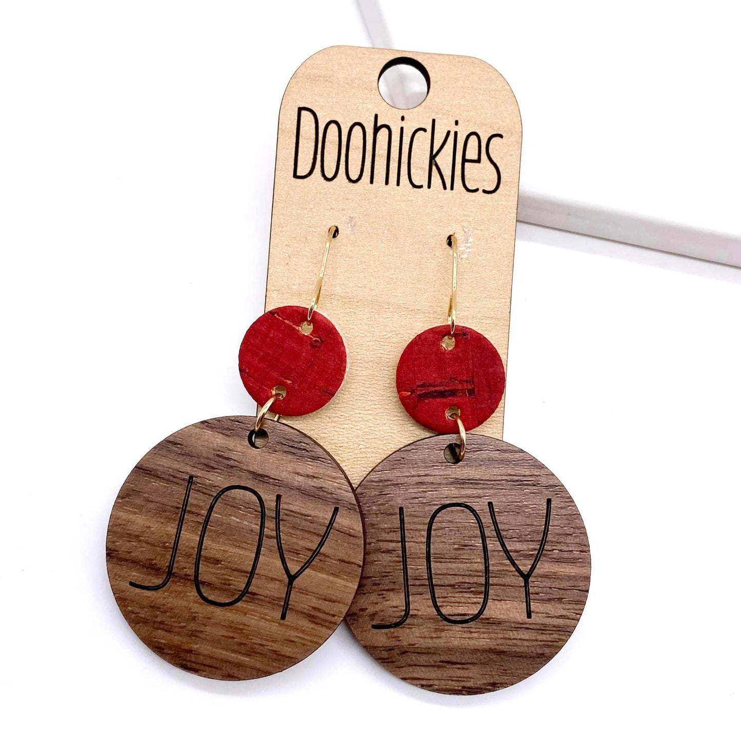 2.5" Country Christmas Piggybacks - Wood Dangle Earrings