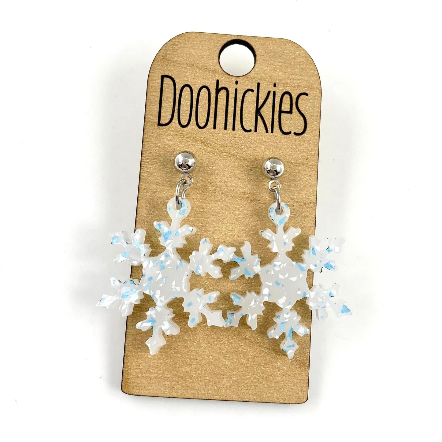 1.25" Confetti Snowflakes - Christmas Acrylic Earrings