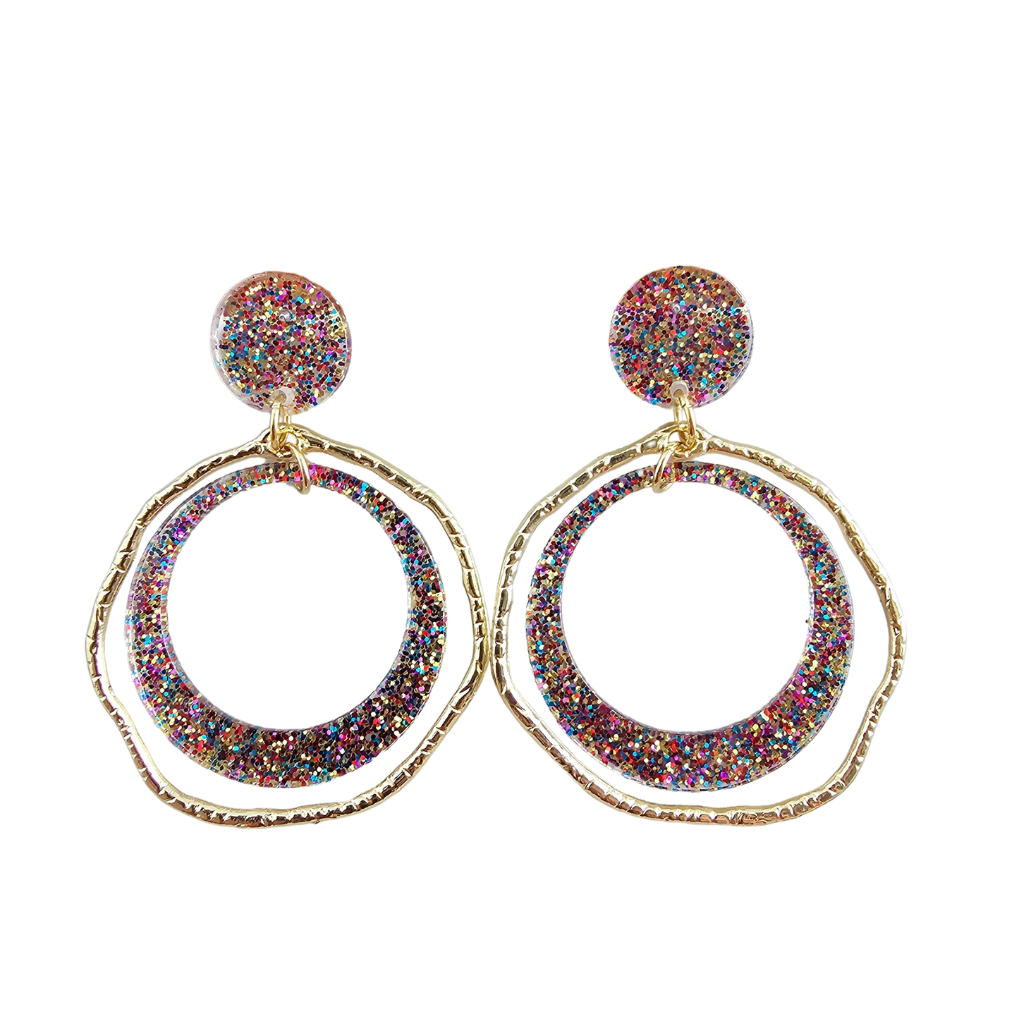 Georgia Earrings - Rainbow Glitter