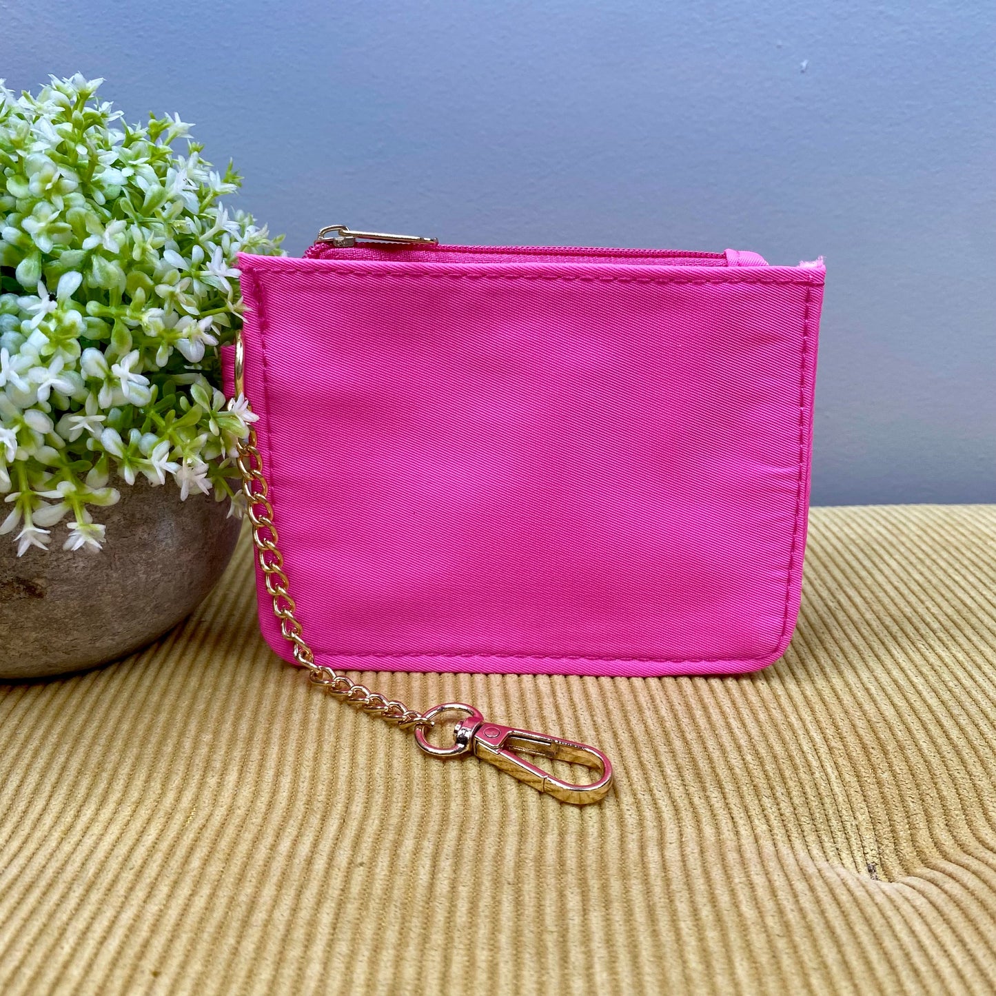 Card Holder Wallet + Keychain - Nylon - Hot Pink