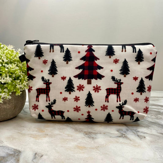 Pouch - Christmas Plaid Tree Deer