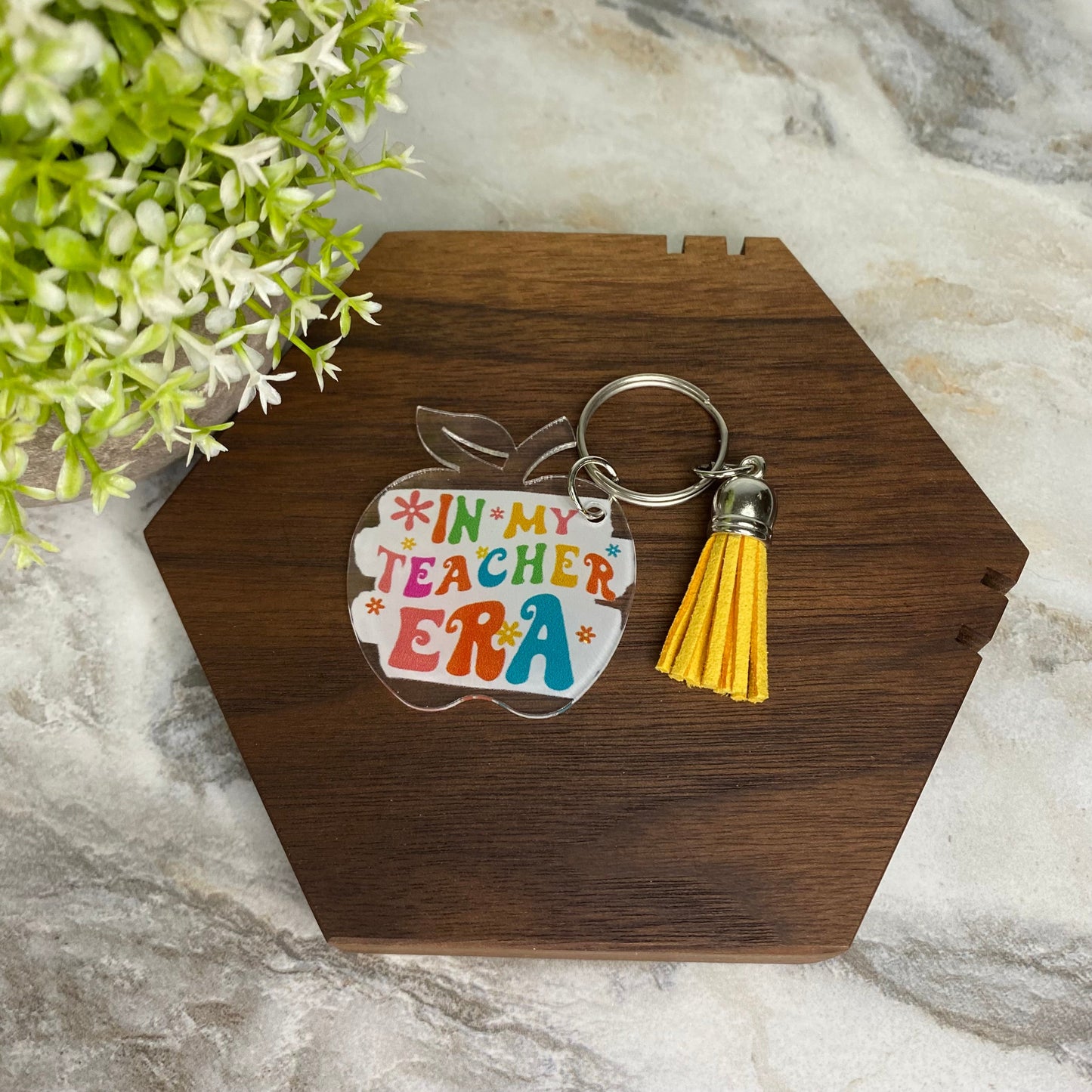 Keychain - Apple - In My Teacher Era Yellow Tassel