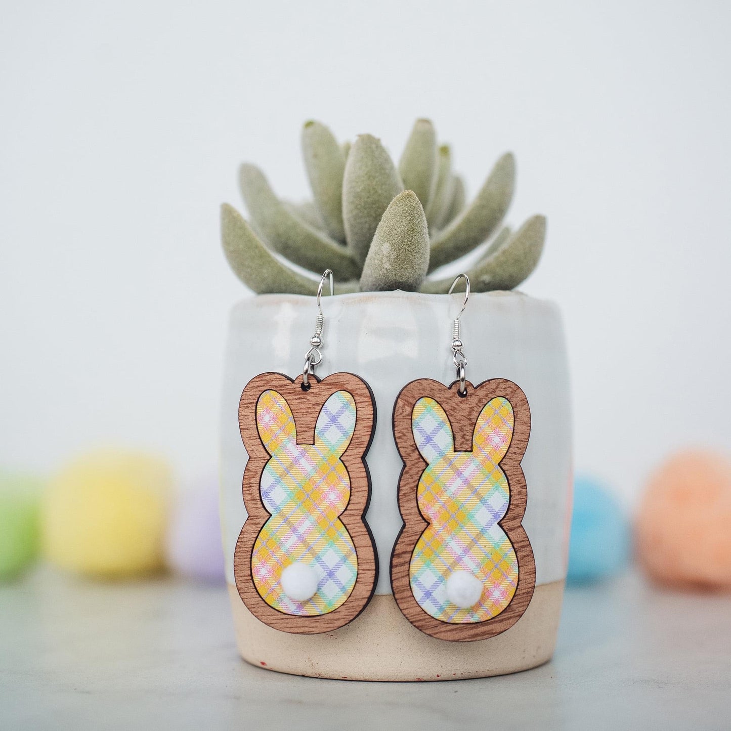 Large Plaid Easter Bunny Dangles