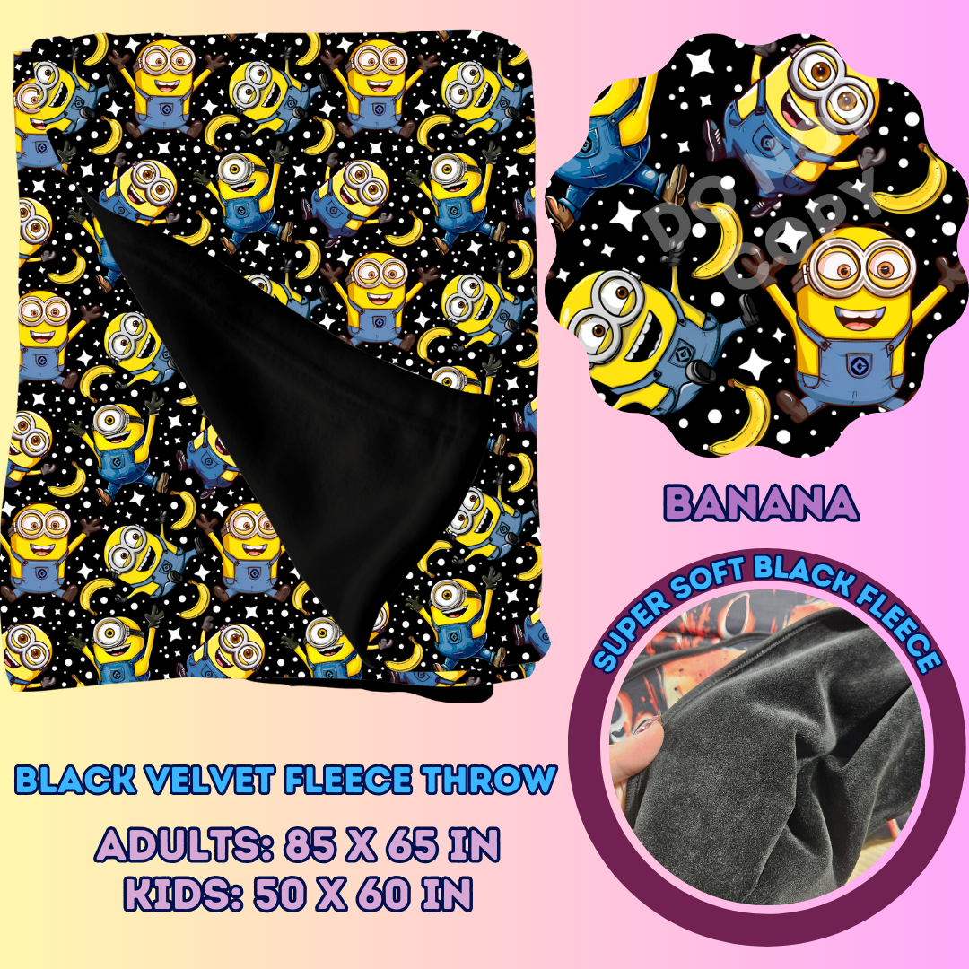 BANANA - SOFT BLACK FLEECE THROWS 7 - PREORDER CLOSING 1/13