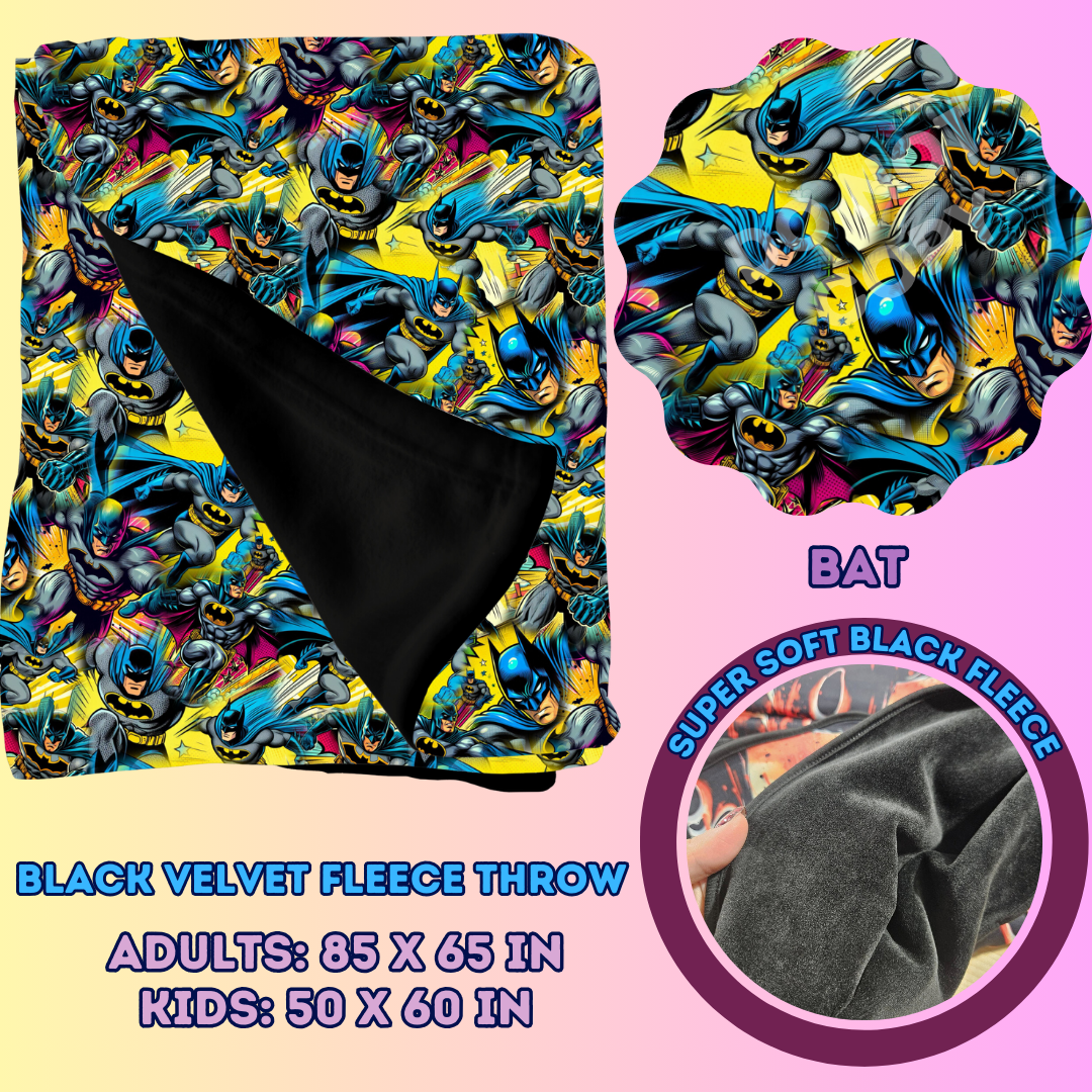 BAT - SOFT BLACK FLEECE THROWS 7 - PREORDER CLOSING 1/13