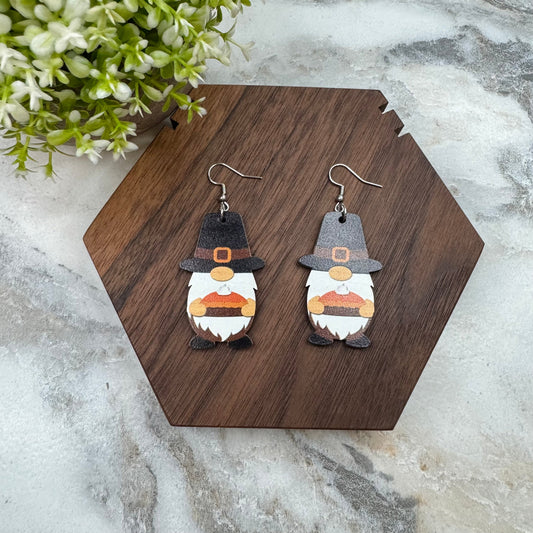 Wooden Dangle Earrings - Fall - Gnome Pie