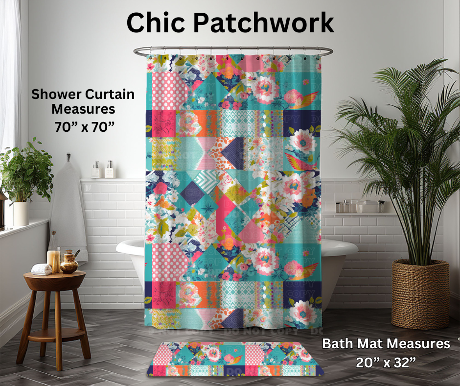 Preorder! Closes 1/6. ETA March. Chic Patchwork Custom Shower Curtain and/or Bath Mat