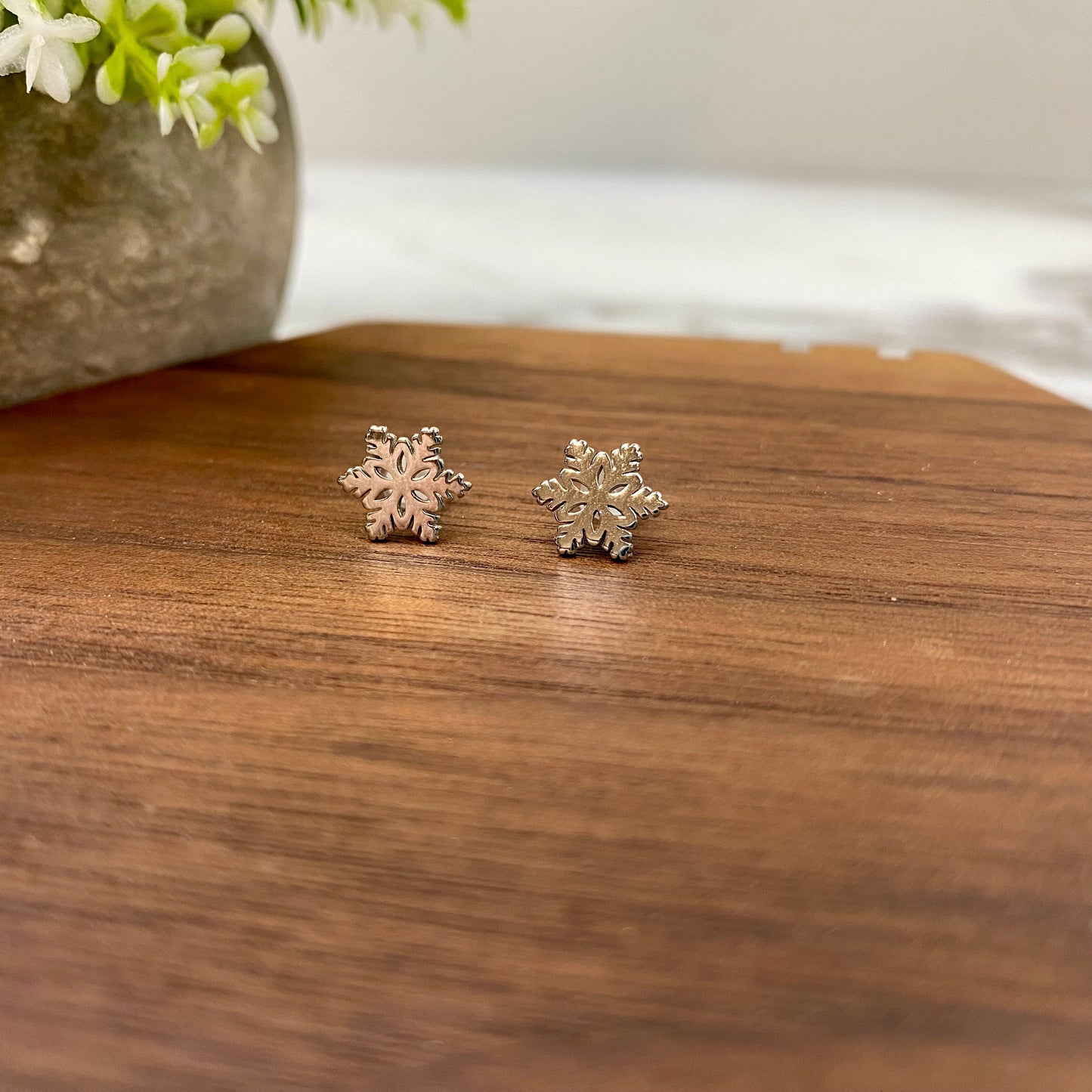 Snowflake Metal Stud Earrings