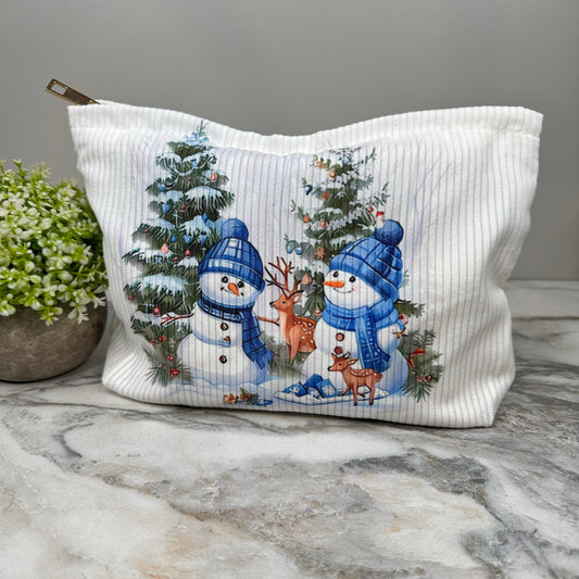 Corduroy Zip Pouch - Christmas Snowman