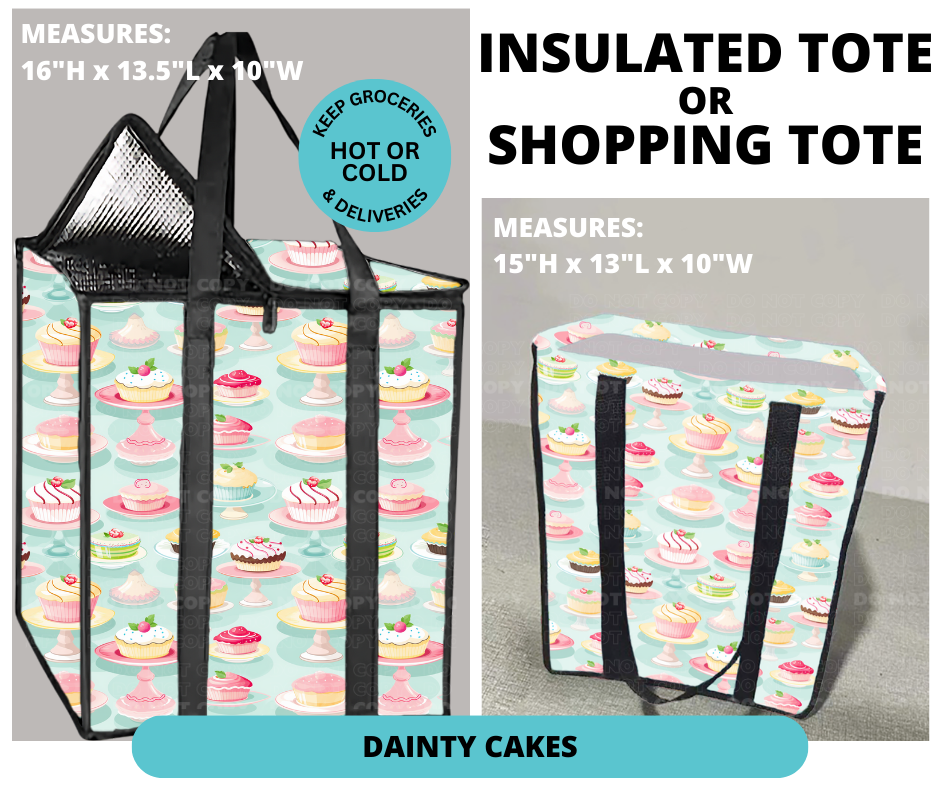 Preorder! Closes 12/30. ETA March. Dainty Cakes Shopping or Insulated Tote