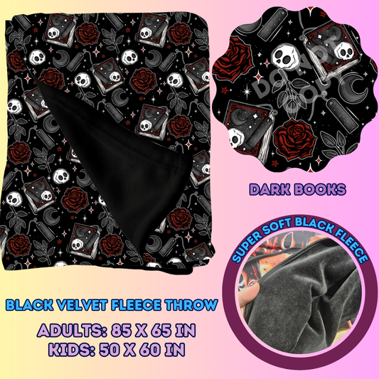 DARK BOOKS - SOFT BLACK FLEECE THROWS 7 - PREORDER CLOSING 1/13