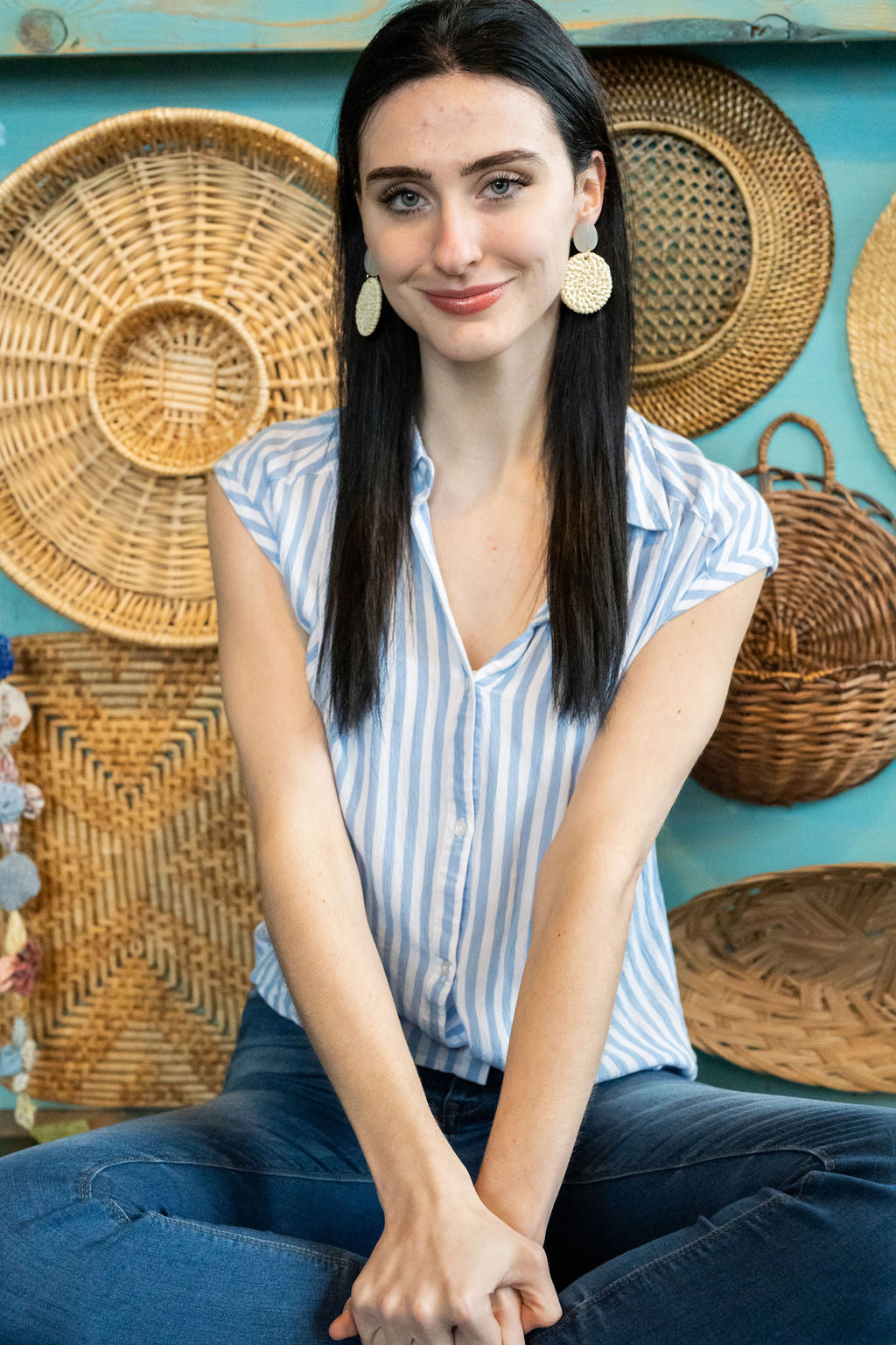 Dominica Earrings - Light Rattan Seashell