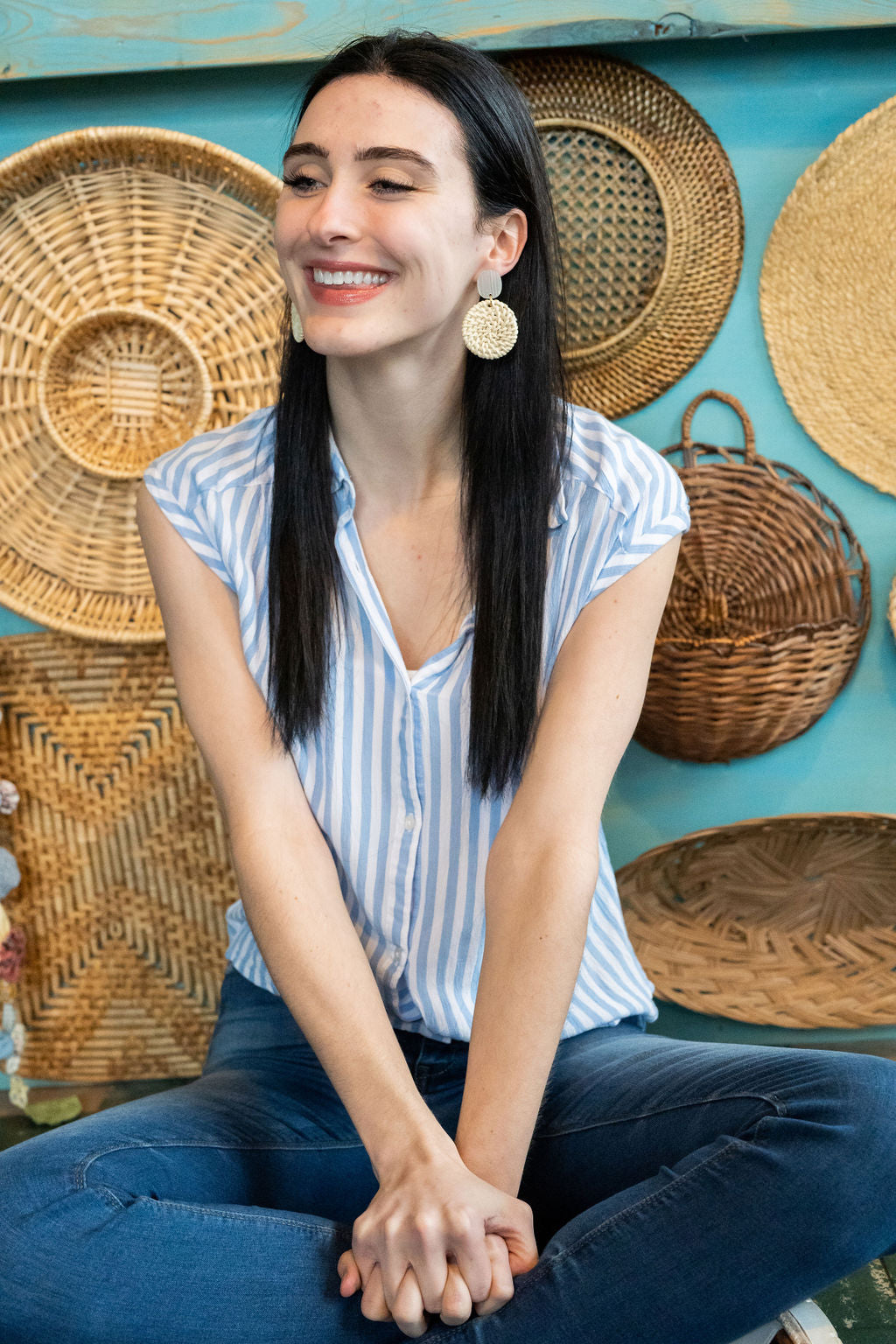 Dominica Earrings - Light Rattan Seashell