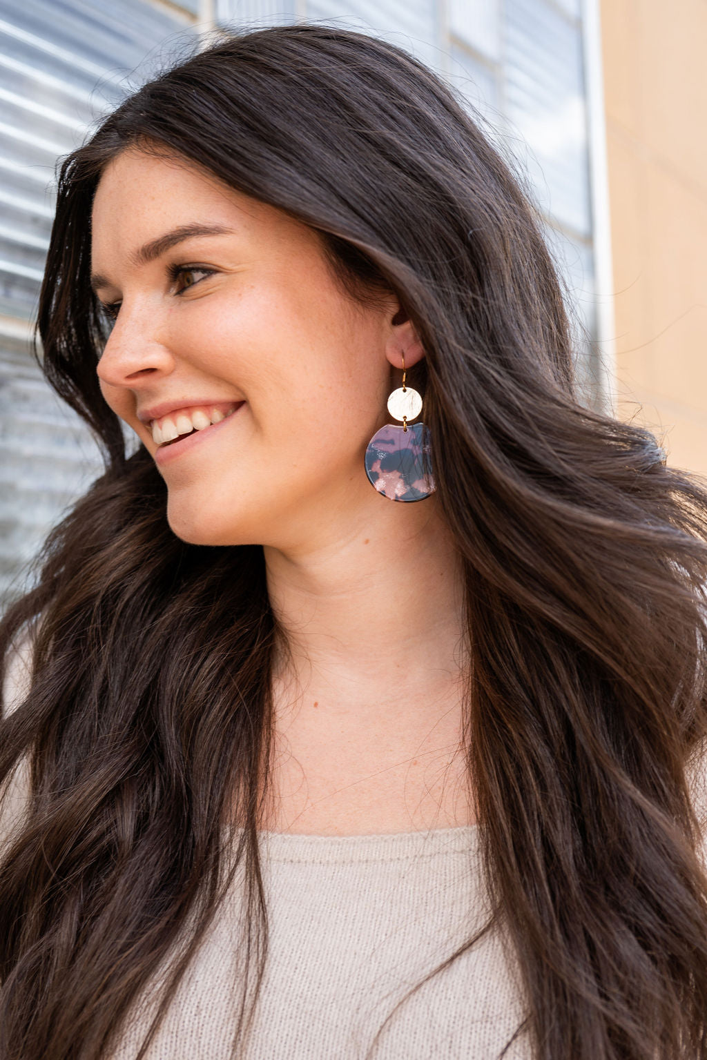 Zoey Earrings - Pink Glitter Tortoise