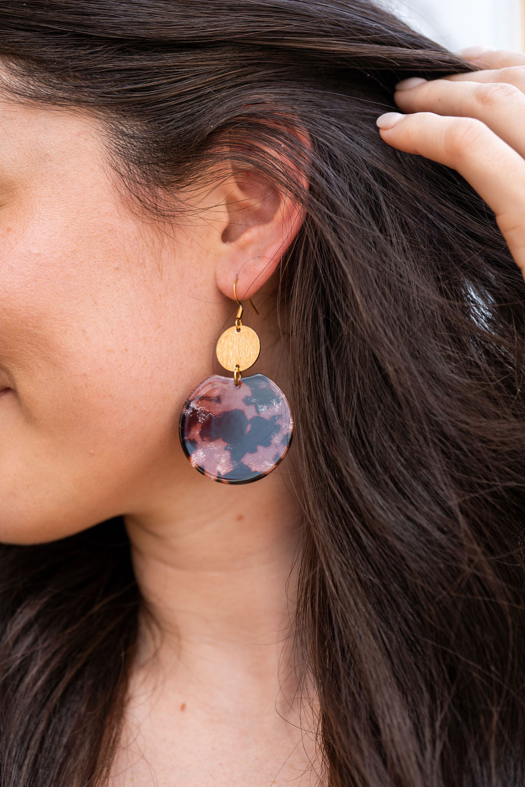 Zoey Earrings - Pink Glitter Tortoise