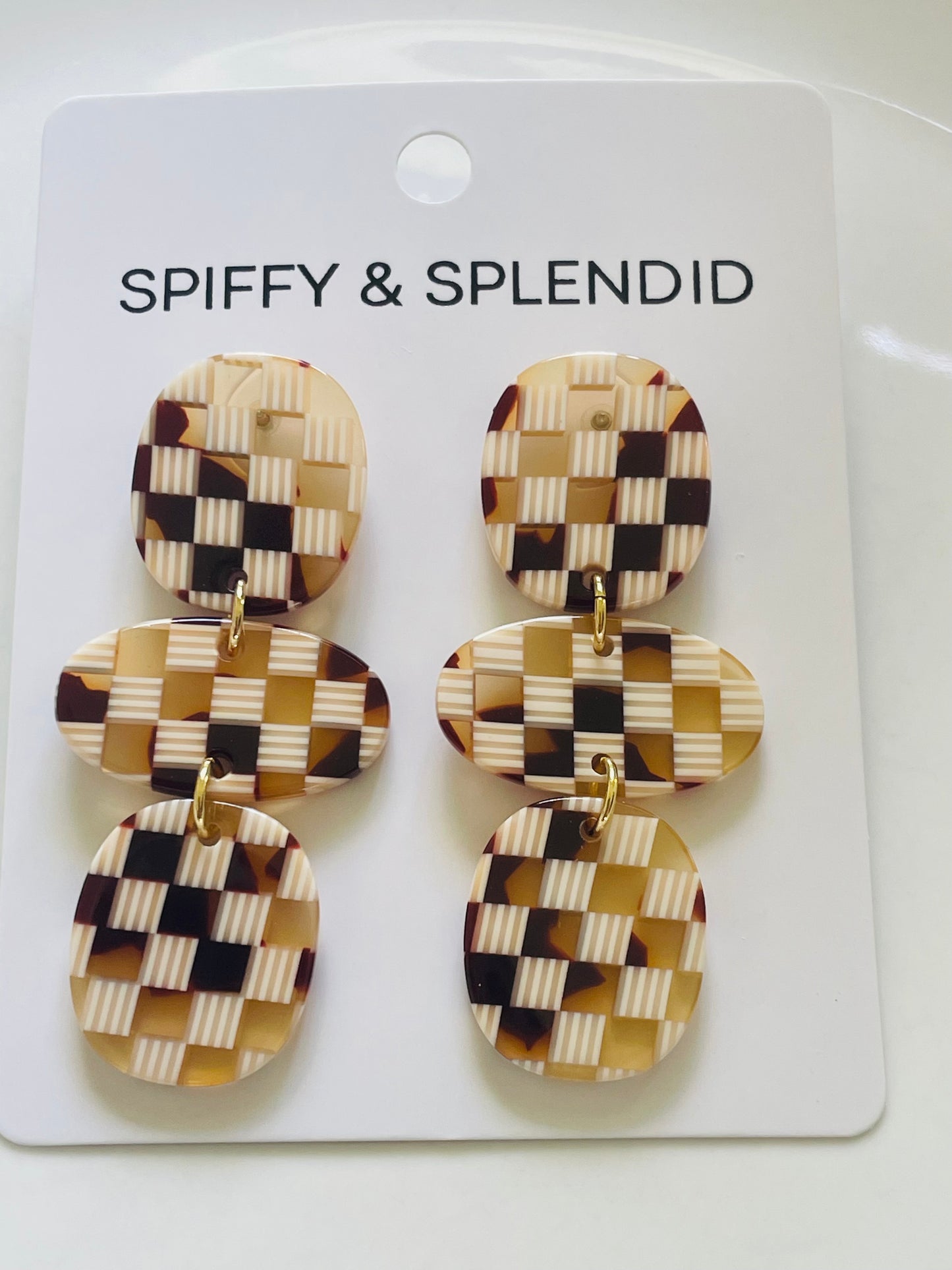 Dangle Earrings - Brown & Cream