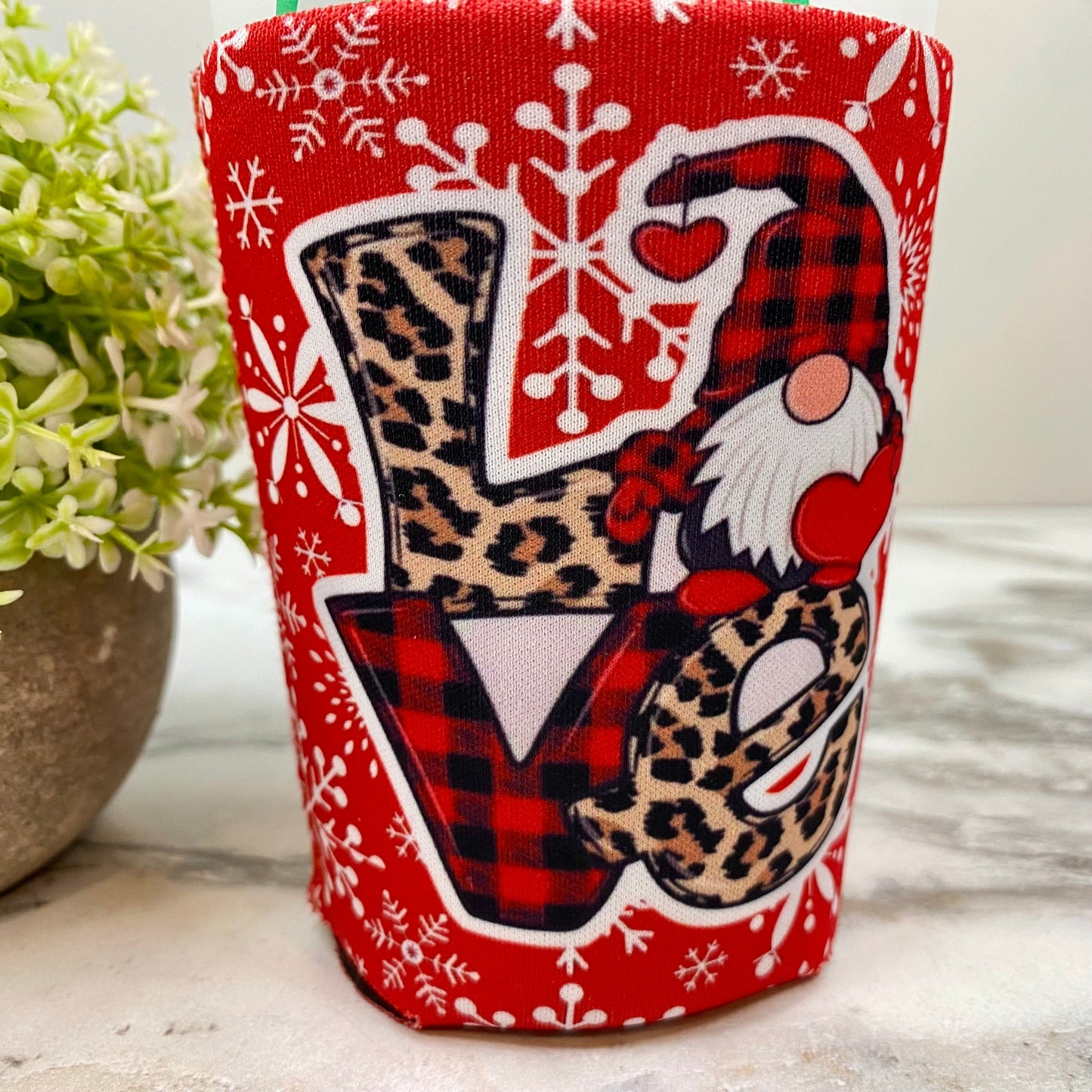 Neoprene Cup Holder Can Koozie Tumbler - Christmas - Gnome Love