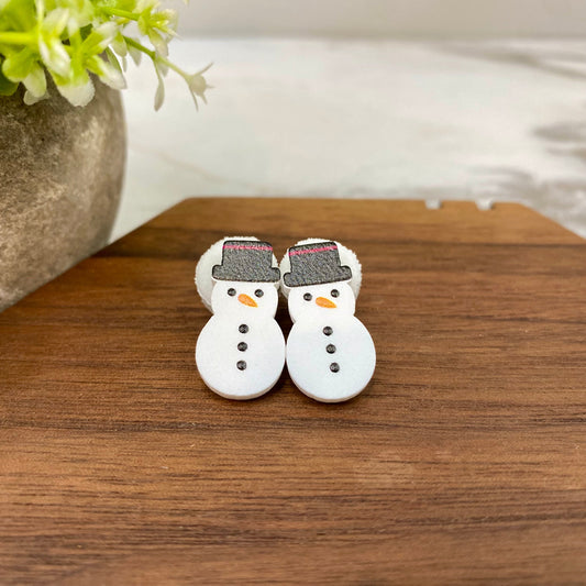 Acrylic Stud Earrings - Christmas - Snowman