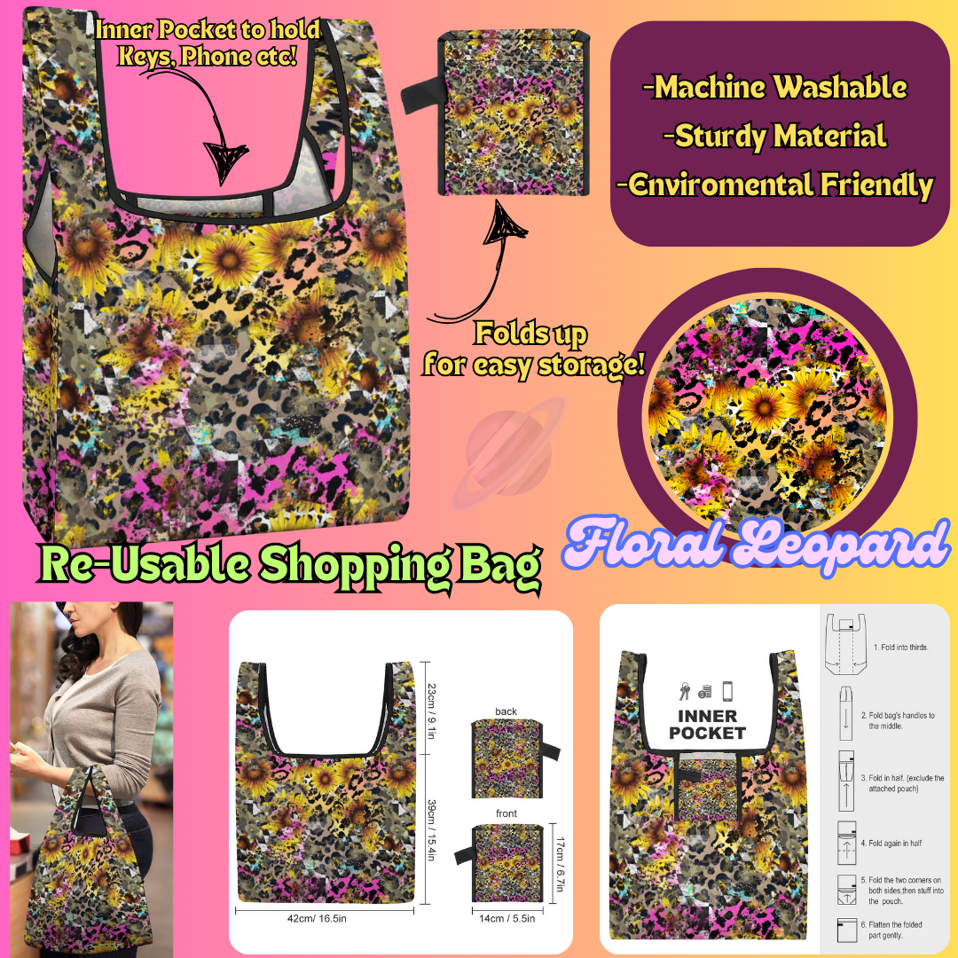 FLORAL LEOPARD - Re-Usable Shopping Bags PREORDER Closing 1/15