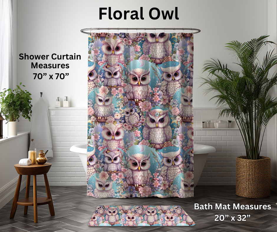 Preorder! Closes 1/6. ETA March. Floral Owl Custom Shower Curtain and/or Bath Mat