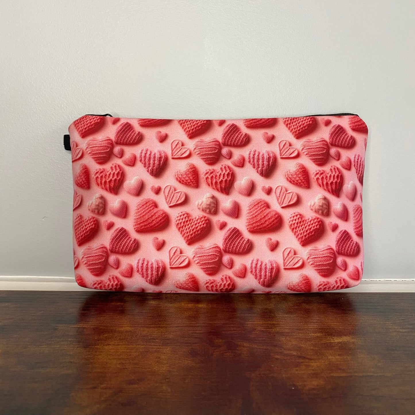 Pouch - Hearts, All Pink Knit