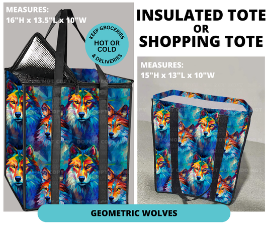 Preorder! Closes 12/30. ETA March. Geometric Wolves Shopping or Insulated Tote