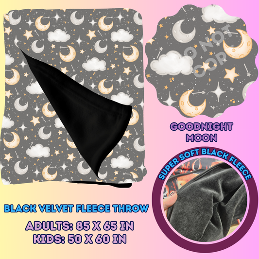 GOODNIGHT MOON - SOFT BLACK FLEECE THROWS 7 - PREORDER CLOSING 1/13