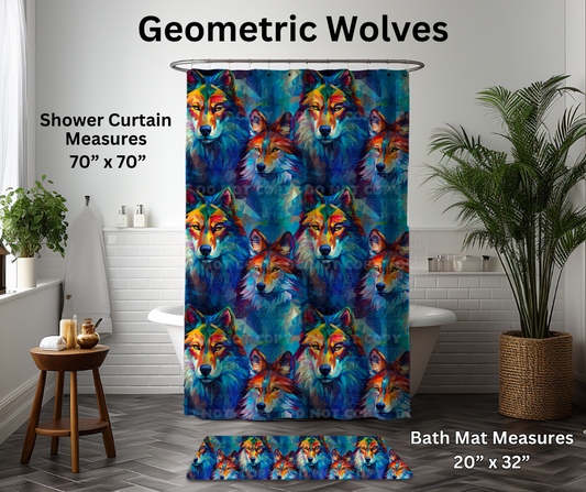 Preorder! Closes 1/6. ETA March. Geometric Wolves Custom Shower Curtain and/or Bath Mat