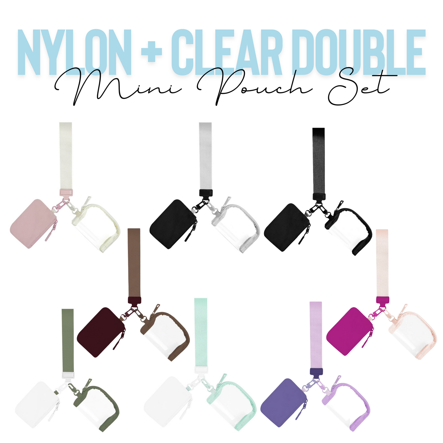 Nylon + Clear Wristlet Double Mini Wallet Set