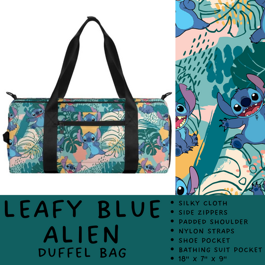 Batch #266 - Magical Travel Collection - Closes 1/3 - ETA mid Feb - Leafy Blue Alien Duffel Bag