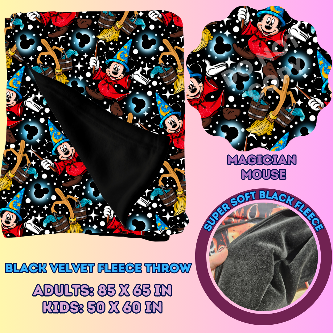 MAGICIAN MOUSE - SOFT BLACK FLEECE THROWS 7 - PREORDER CLOSING 1/13