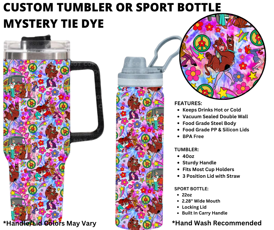 Preorder! Closes 1/1. ETA March. Mystery Tie Dye Custom Tumbler or Sport Bottle