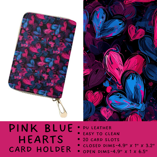 Batch #265 - Card Holders & Foldable Wallets - Closes 1/1 - ETA mid Feb - Pink Blue Hearts Card Holder