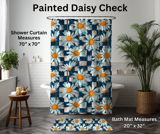 Preorder! Closes 1/6. ETA March. Painted Daisy Check Custom Shower Curtain and/or Bath Mat